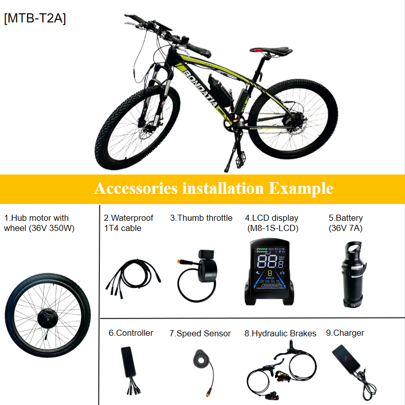   [MTB-T2A]  Taugas RideReady 36V 350W Ebike Kit for MTB