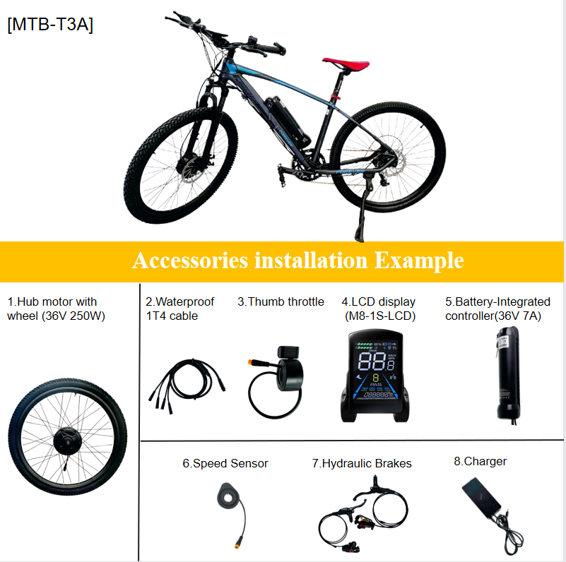   [MTB-T3A]  Taugas RideReady 36V 250W Ebike Kit for MTB