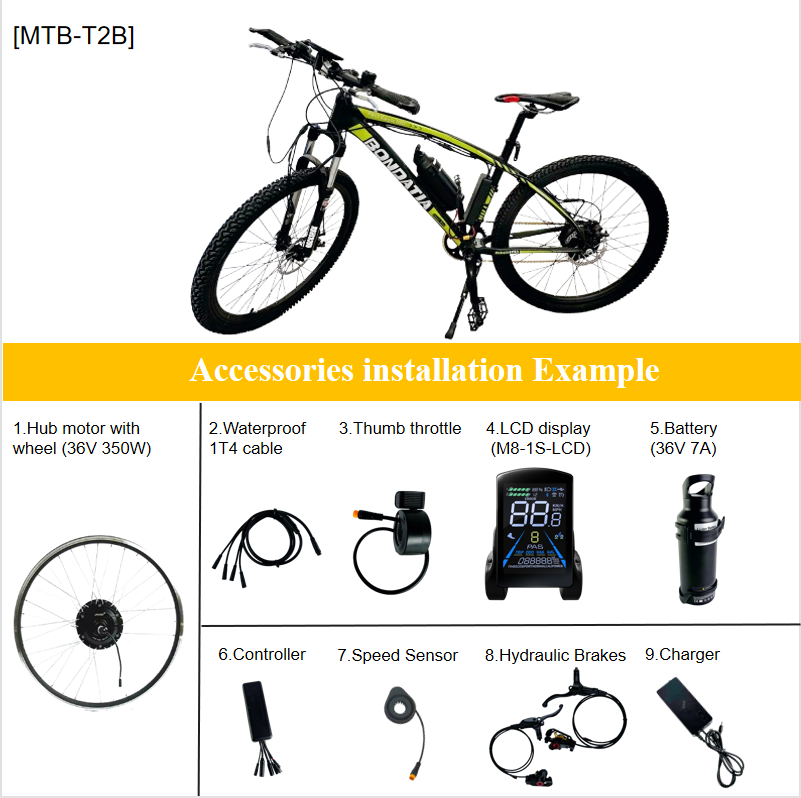   [MTB-T2B]  36V 350W Ebike Kit （Tires not included）