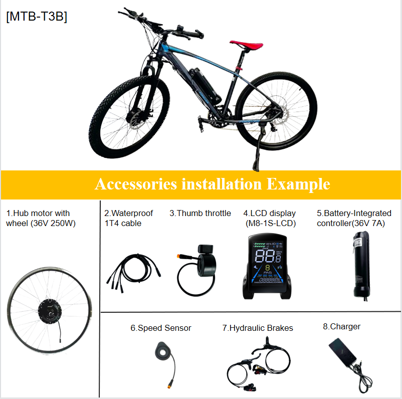   [MTB-T3B]  36V 250W Ebike Kit （Tires not included）